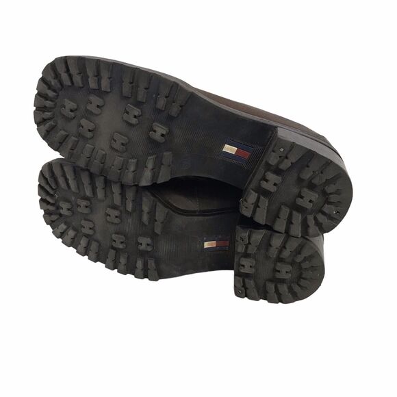 VTG 90s Y2K Tommy Hilfiger Brown Leather Chunky‎ Heel Womens Platform Shoe 8 - Picture 12 of 14